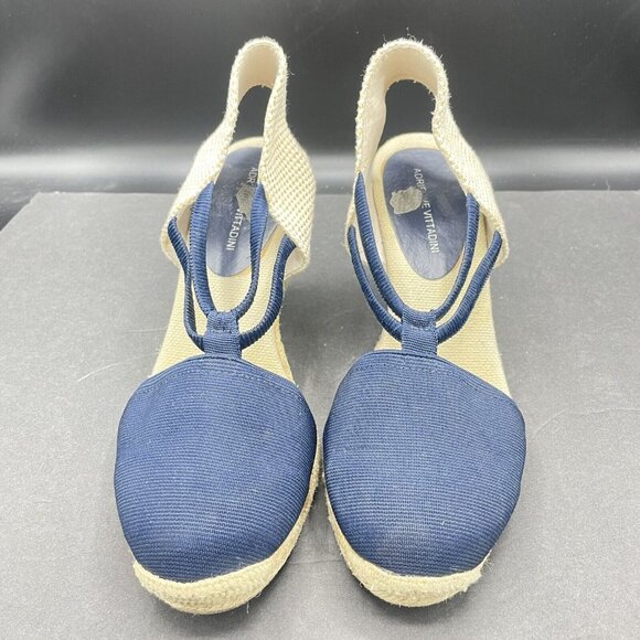 Adrienne Vittadini AV Branca Espadrilles 8M Close toe Blue Wedge Heel Shoes - Picture 2 of 5